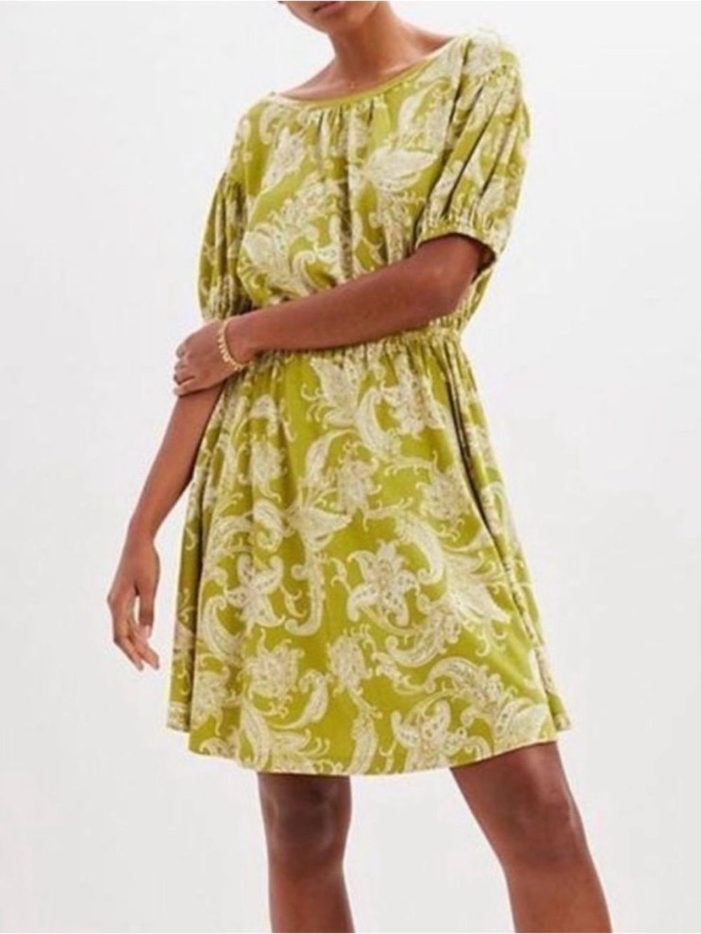 Anthropologie Daily Practice Green Paisley Mini Dress
